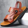 Мужские сандалии для среднего и пожилого возраста, дышащая повседневная пляжная обувь, летние сандалии на мягкой подошве, нескользящие, прохладные тапочки, мужские, кожаные сандалии для папы