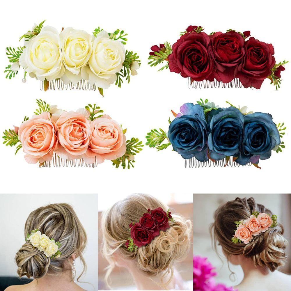 Свадебные хрустальные украшения для волос Цветочная расческа для волос Свадебные аксессуары для волос Расческа для волос с цветочными листьями