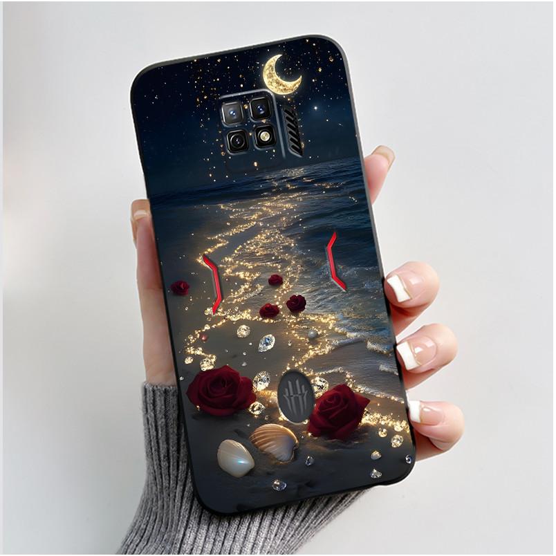 For Nubia Red Magic 7 Pro Case NX709J Back Cover Cute Heart Rabbit Black Soft TPU Phone Case For Red Magic 7S Pro NX709S Shell