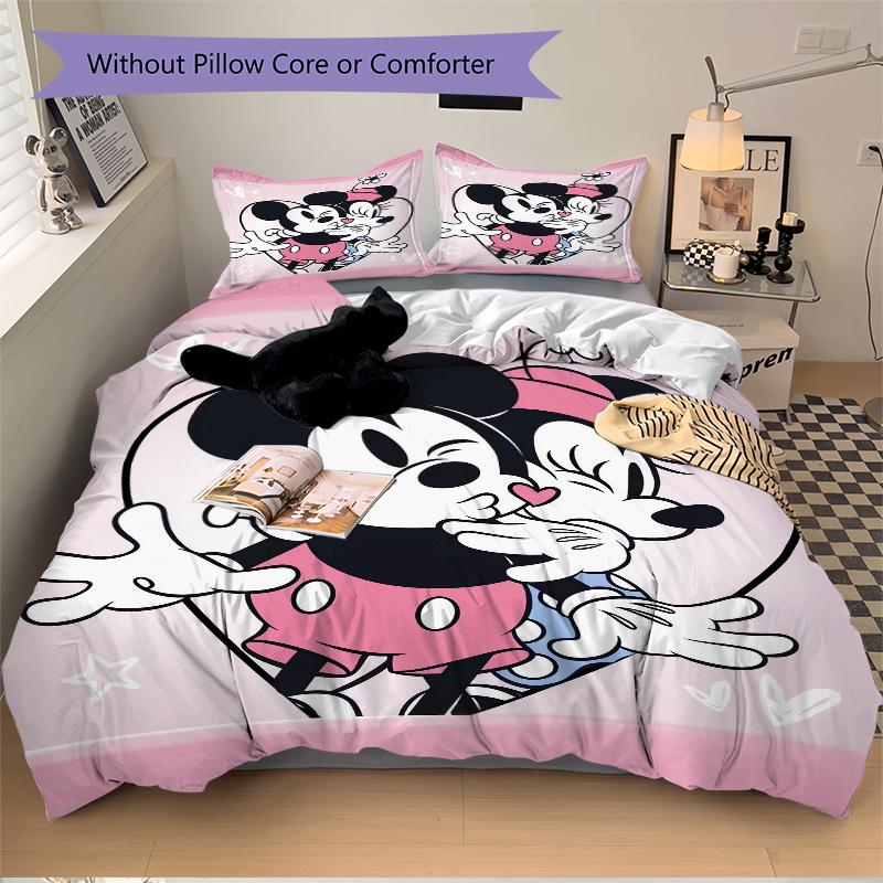 Mickey Minnie Romance Print 3Pcs Bedding Setduvet Cover With 2 Bedropillowcase Home Birthday Gift