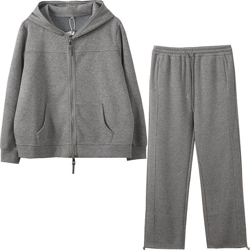 Женский повседневный спортивный костюм больших размеров, весенний свитер с капюшоном, широкие брюки, костюм из двух частей