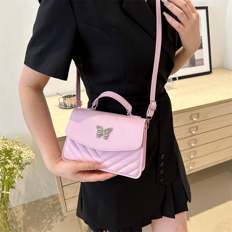 Однотонная сумка кроссбоди с бриллиантовой бабочкой, новая летняя, в стиле ретро, модная, простая повседневная квадратная сумка на одно плечо