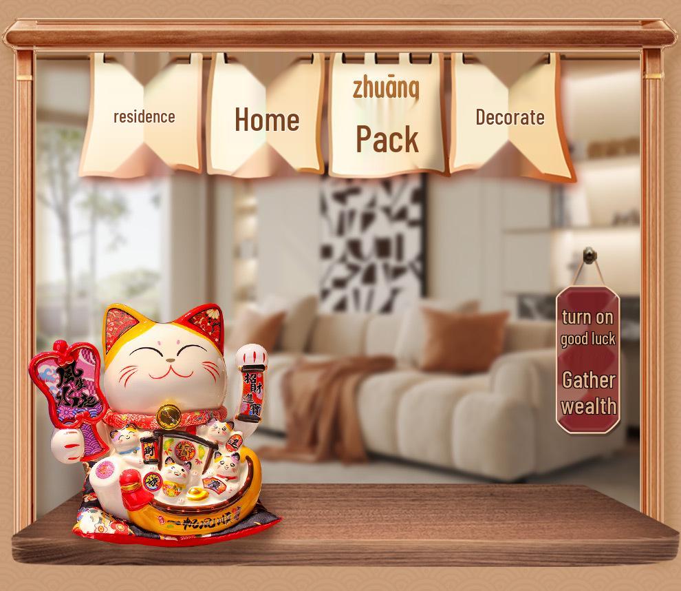 Automatic Waving Fortune Cat Figurine - New Style Housewarming Gift for Front Desk or Shop
