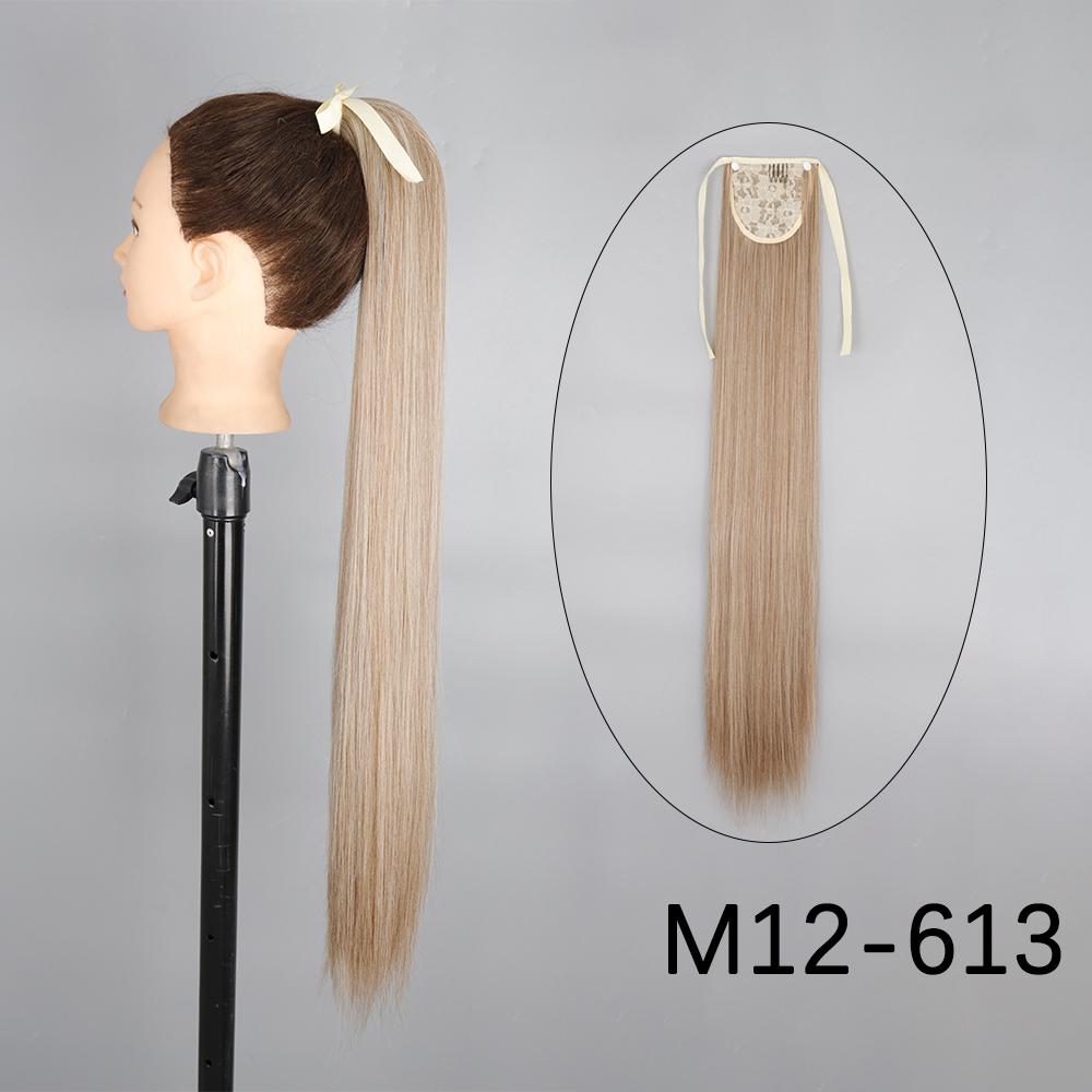 MERISIHAIR Длинный прямой галстук-бабочка на заколке для наращивания волос 55 85 см натуральный черный коричневый синтетический хвощ для женщин