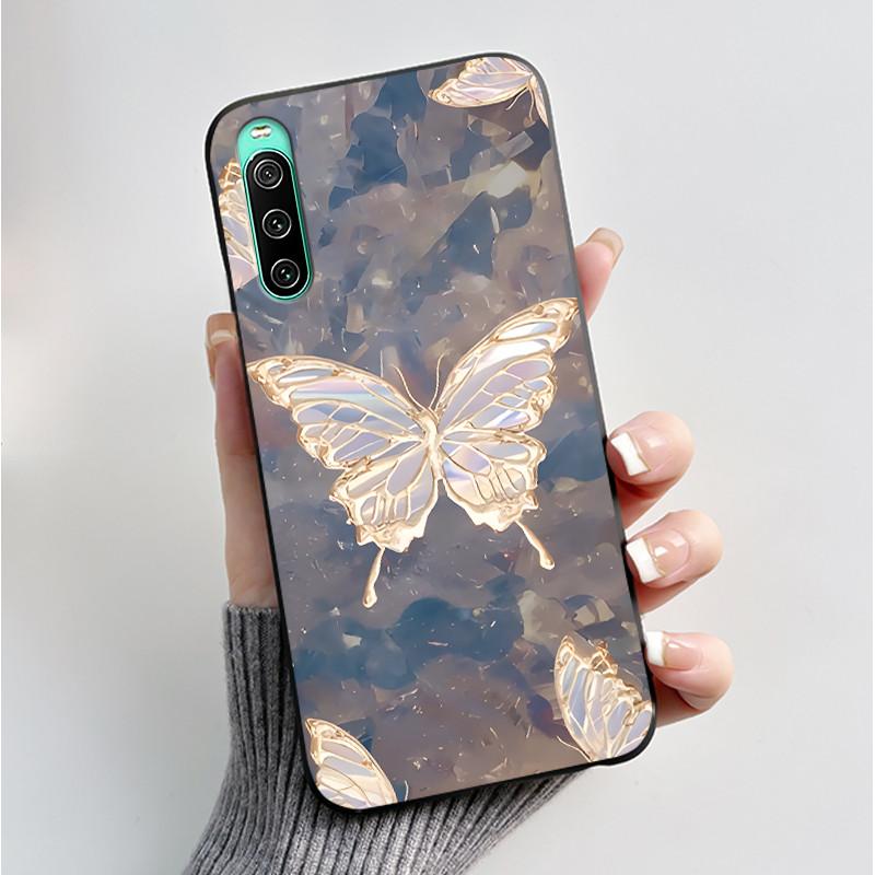 For Sony Xperia 10 VI V IV III II Case Luxury Fashion Butterfly Flowers Soft Black TPU Cover Ultrathin Shockproof Shell Fundas