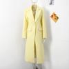 Модное желтое шерстяное длинное пальто для женщин, утолщенное, теплое, свободное, с лацканами, с длинным рукавом, на одной пуговице, однотонное пальто 2024 года, осень-зима, элегантная ветровка