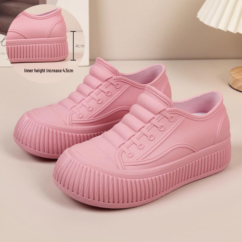 Women's Waterproof Non-Slip Hidden Heel Rain Boots - Fashionable Slip-On Short Tube Shoes