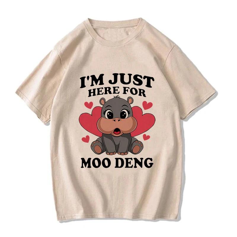 Kawaii Moo Deng Y2k T Shirt Funny Baby Hippo Tshirt Men Women Fashion Mange T-shirt Cartoon Harajuku Tee Tops Streetwear Clothes