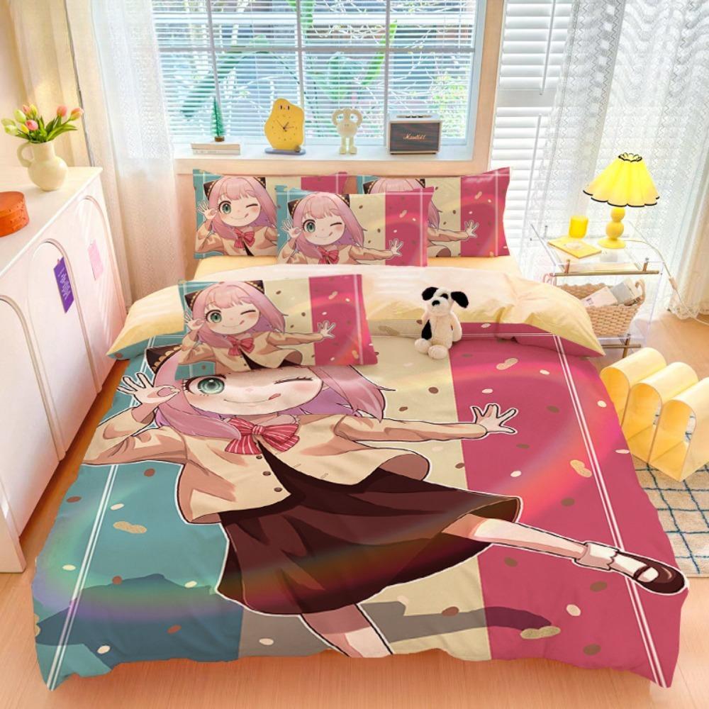 Мультяшная аниме-девочка, Наборы постельного белья из микрофибры, Детский декор для кровати Пододеяльник для подростков взрослых 3 предмета на молнии Декор комнаты