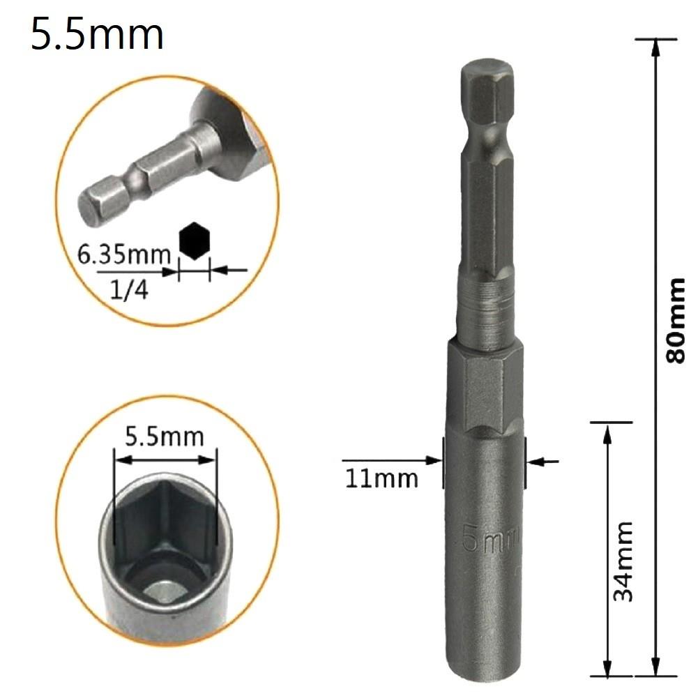 80mm Length Hex Sockets Nut Driver Drive Socket Adapter