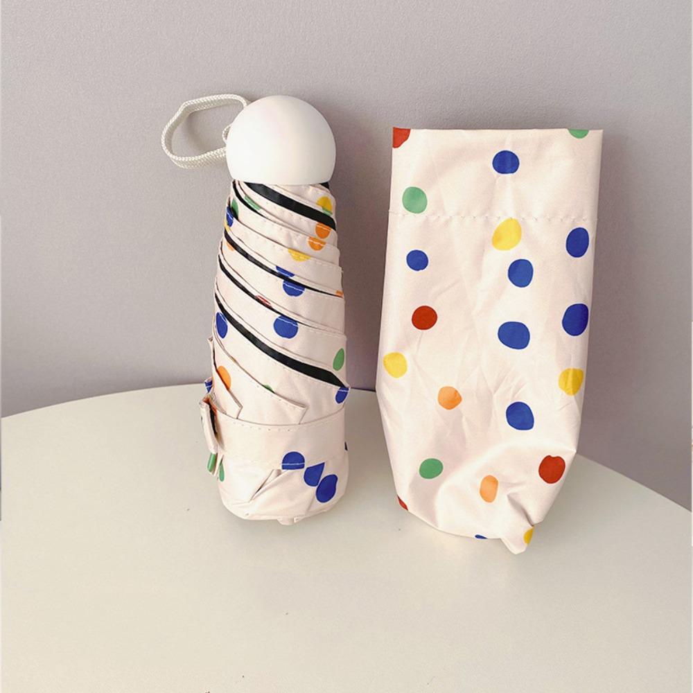 Прекрасный виниловый автоматический зонт с защитой от УФ-лучей, ветрозащитный, в горошек, портативный, мини, прочный, складной зонт для студента