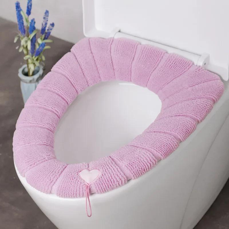 1Pc Bathroom Toilet Seat Cover Soft Warmer Washable Mat Cover Pad Cushion Seat Case Toilet Lid Cover Accessories Bath Home