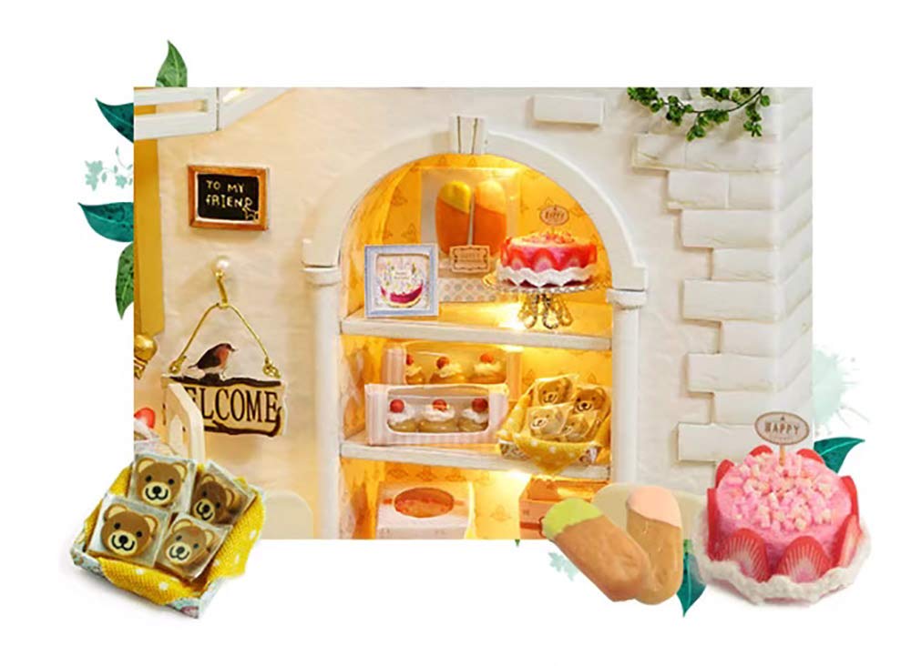 moin moin dollhouse miniature handmade kit set dollhouse cat cake diary cake shop LED light acrylic case 2004DH150 +