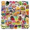60 Cartoon Halloween Food Doodle Stickers Decorative Notebook Suitcase Guitar DIY Waterproof Stickers