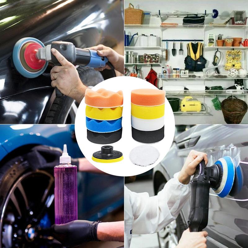 Комплект полировальных дисков для автомобиля Полировальные диски для автомобиля с адаптером для дрели Губка и шерстяной полировальный диск Набор для полировки автомобиля Шлифовка Вощение