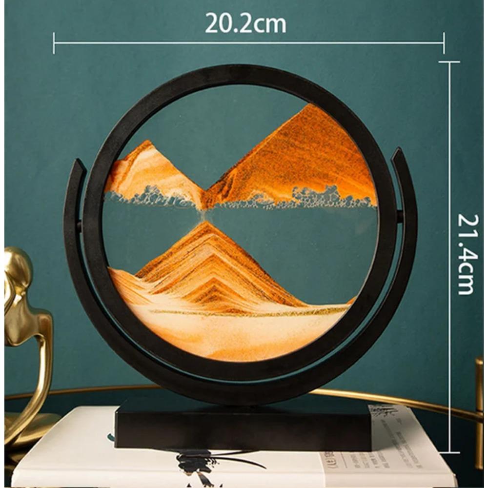 Art Flowing Sand Painting Rotatable Hourglass Picture Black Frame Glass Sand Clock Deep Sea Quicksand Home Decoration Sandglass