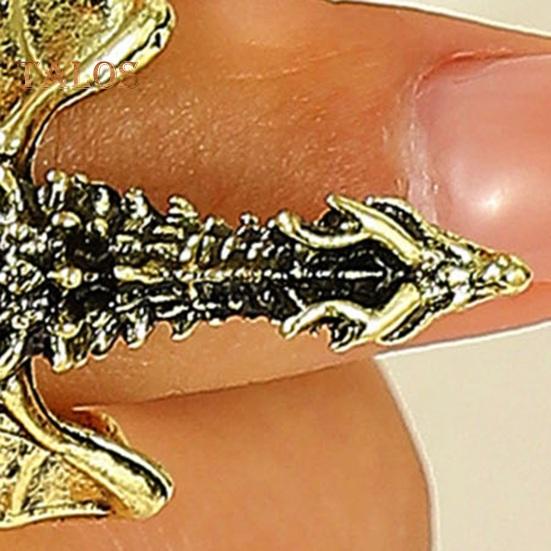 Кольцо с драконом в стиле ретро, хип-хоп, рок, ювелирное украшение на палец, черное кольцо с драконом на годовщину, день рождения, рождественский подарок