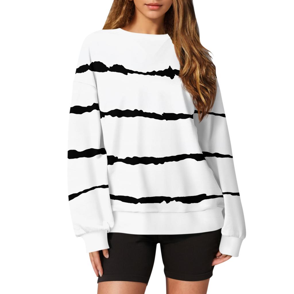 Женский повседневный пуловер с принтом, рубашка с длинным рукавом, толстовка большого размера