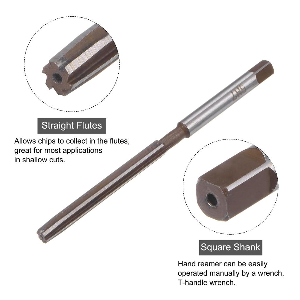 Uxcell Hand 5mm H7 Metric Reamer Drill Straight 9SiCr Alloy Steel Cutting Tool for Metal and Wood Hole Enlargement Reamer, Bit, Edge,