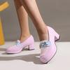 Fashion Luxury Designer Leather Women Pumps Chunky Platform Mules Shoes for Women Cute Lolita Style Tide Golden Buckle Mary Jane Shoes