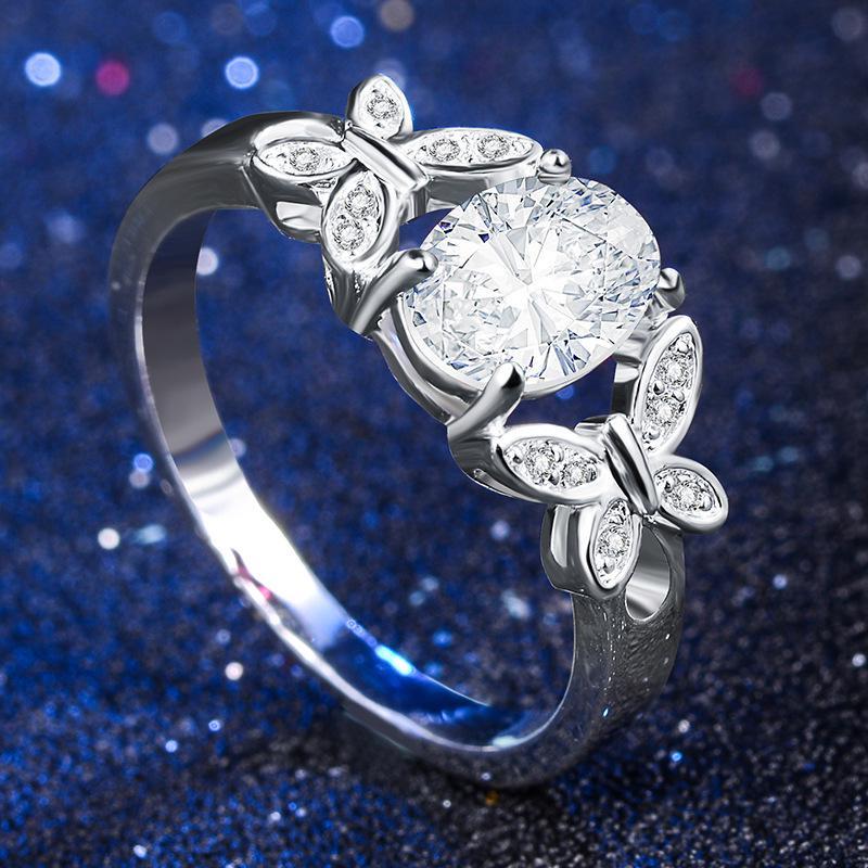 Gemstone Bling Ring White White Rhinestone Diamond