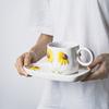 1 набор керамических кофейных кружек с подсолнухом и десертной тарелкой, новинка, 3D-блюдце для торта, чашка для послеобеденного чая и молока, 430 мл, подходит для микроволновой печи