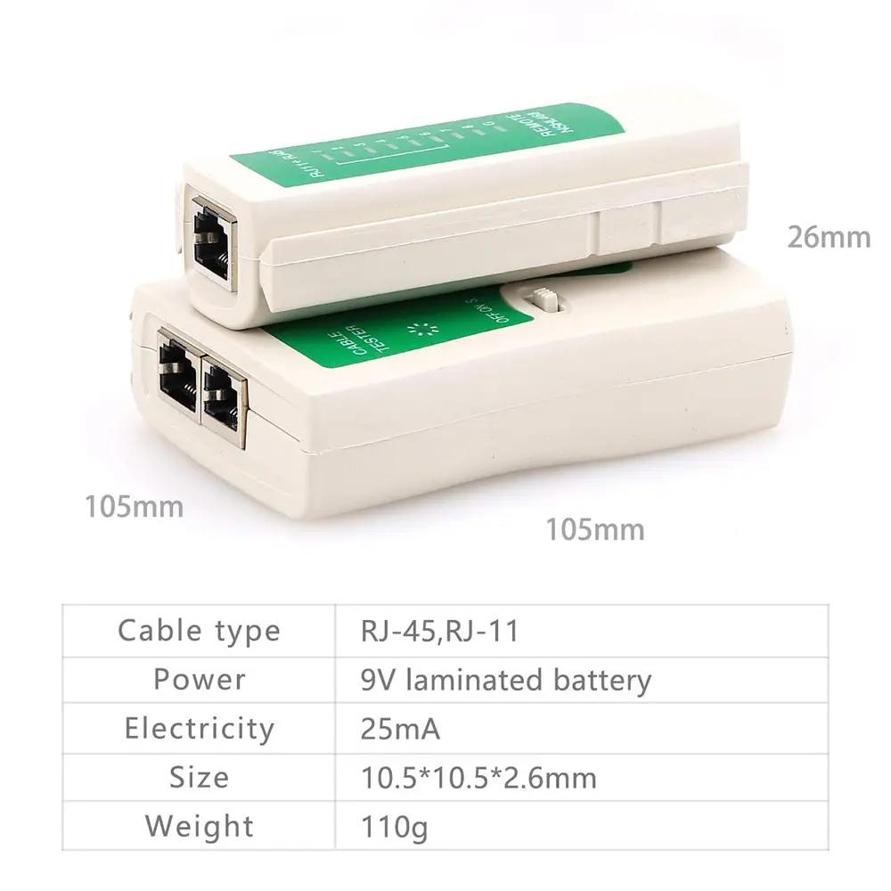 Тестер сетевого кабеля RJ45 Тестер кабеля Ethernet Инструмент для тестирования LAN для Cat5 Cat6 CAT7 8P 6P LAN-кабеля и телефонного кабеля RJ11
