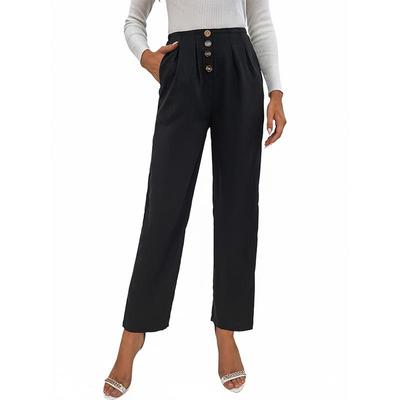 Женские повседневные брюки с высокой талией, рабочие брюки, эластичные укороченные брюки-платье, брюки-бумажный пакет с карманами