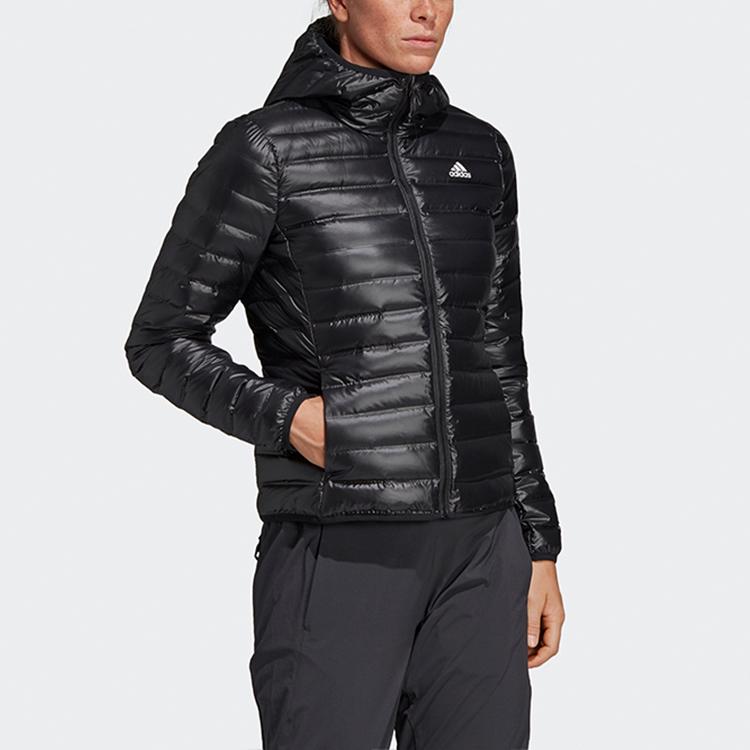 adidas Повседневная теплая пуховая спортивная куртка с буквенным принтом, женская верхняя одежда, черная BQ1968