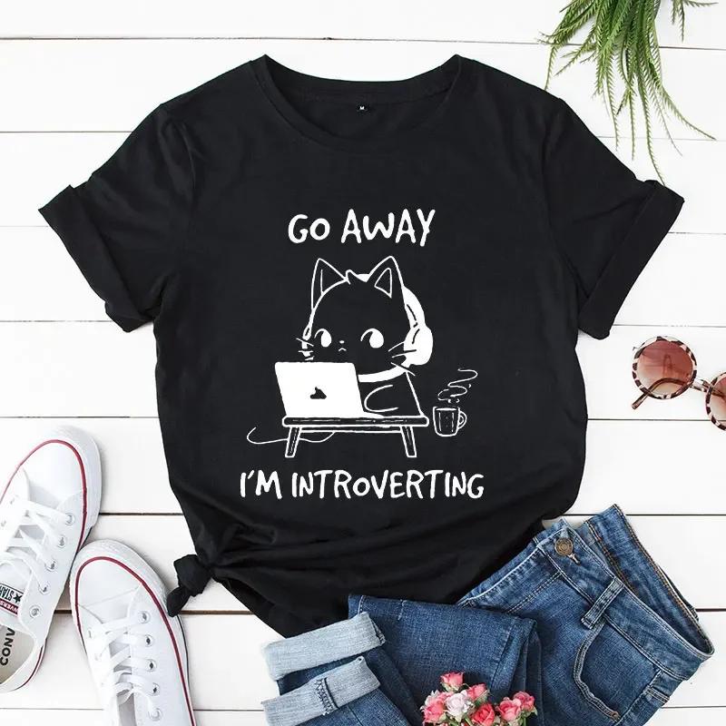 Tshirt Clothes for Unisex Ladies Tees Summer Cartoon Anime Top Tshirt Go Away Im Introverting Game Bunny Fashion Unisex Tshirt