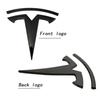 Tesla Model 3/Y Car Exterior Decoration Parts - Metal Blackened Logo Emblem Front Bumper & Rear Trunk Logo Replacement Kit
