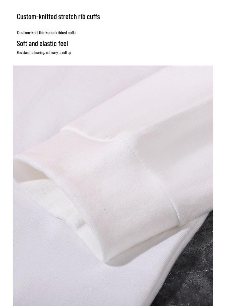 Унисекс Футболка с длинным рукавом в рубчик из чистого хлопка | Повседневный свободный базовый слой