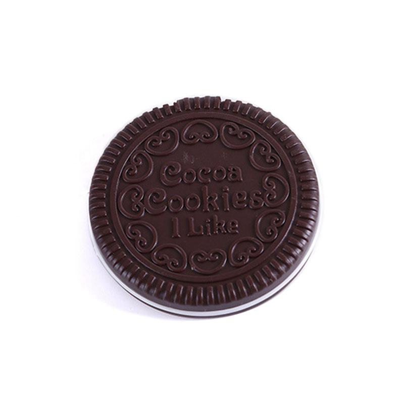 Cute Mini Mirror Portable Makeup Mirrors with Comb Girls Women Pocket Mirrors Chocolate Cookie Shaped Cosmetic Mirror