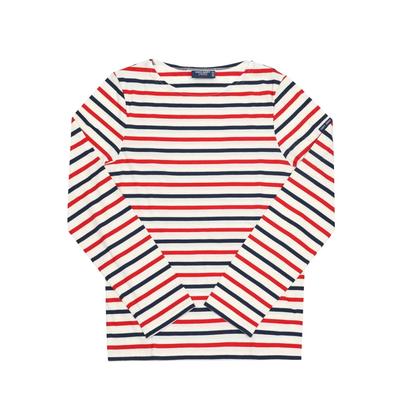 Saint James Унисекс Футболка с длинным рукавом Modern Stripe Экрю Марин Тюльпан 8115