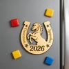 1/2/3 шт. Магнит на холодильник '2026 год Лошади' Деревенский деревянный Магнит на холодильник 'Счастливая подкова' Китайский Новый год Украшение для дома офиса кухни