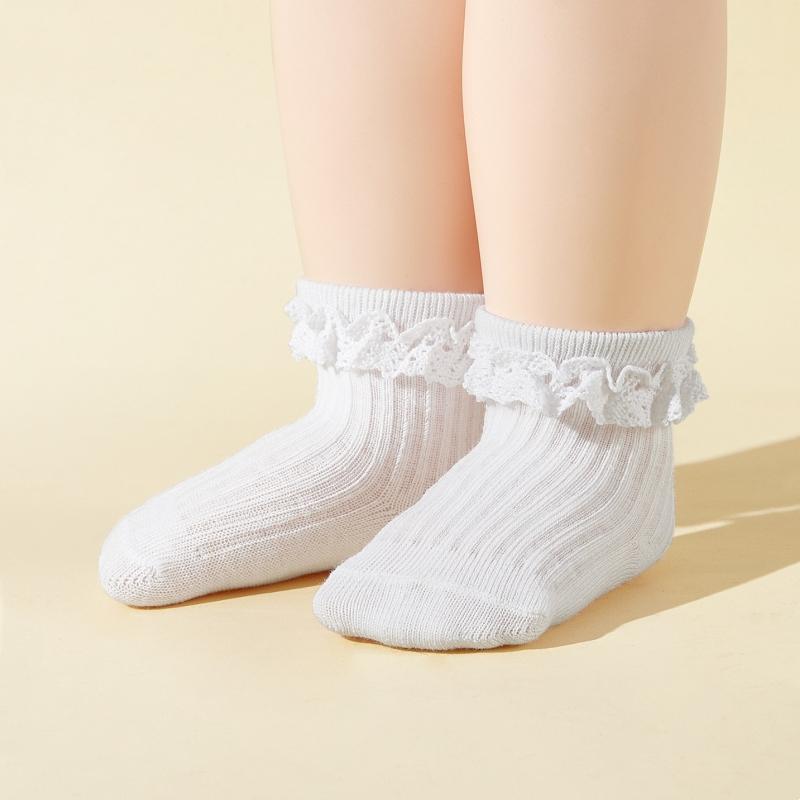 6 пар/комплект хлопковых носков, детские нескользящие носки-лодочки, низкие носки для мальчиков и девочек, кружевные носки с оборками для малышей от 0 до 3 лет