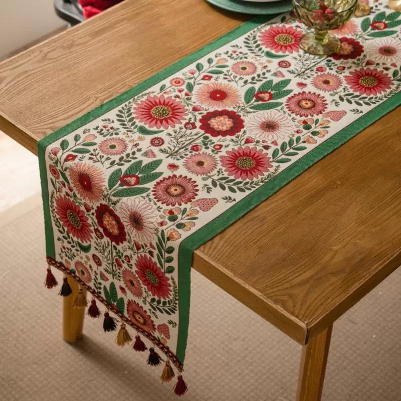 Рождественская снежинка украшение дорожка для стола жаккардовая скатерть для столовой новогодний подарок для дома кухня деревенский декор кровать хвост флаг чехол