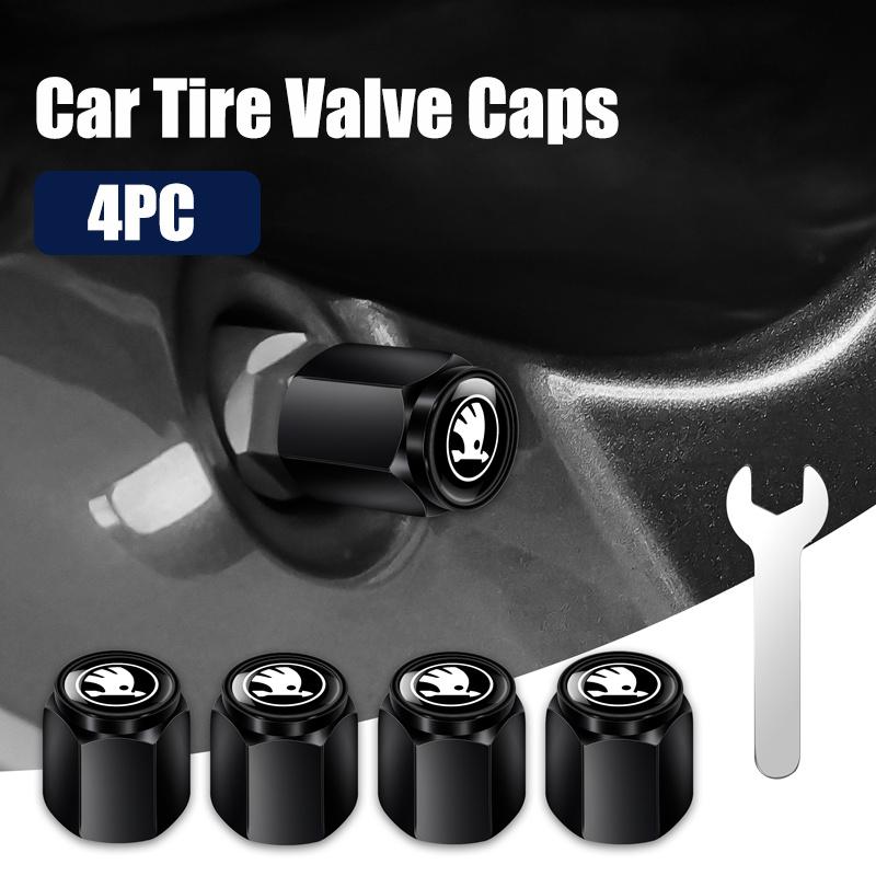 4pcs Metal Car Wheel Tire Valve Caps Stem Case Covers for Skoda S Kodiaq Octavia 2 3 Yeti Karoq Rapid Fabia VII A5 Accessories MN7