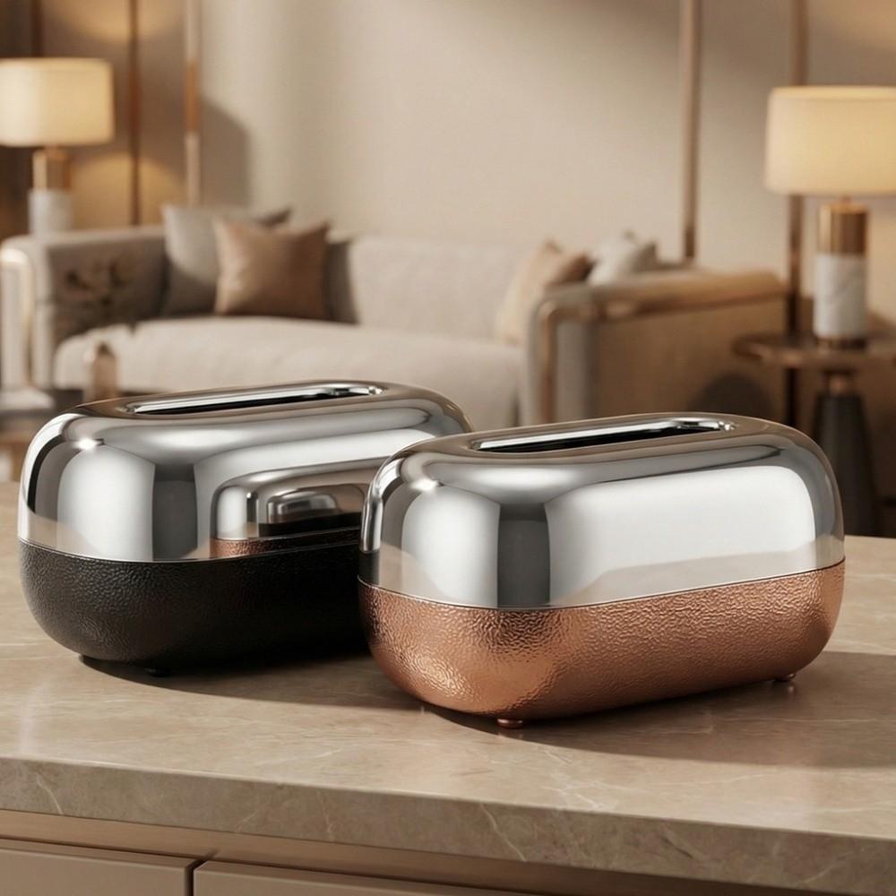 Mirror Surface Napkin Holder Wood Grain Tissue Organizer Modern Minimalist Tissue Box Bedroom