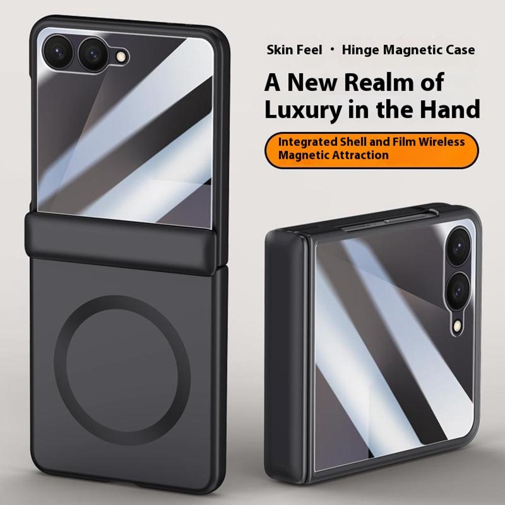 Магнитный чехол для Samsung Galaxy Z Flip7 5G, жесткий ПК чехол для телефона с защитой заднего маленького экрана