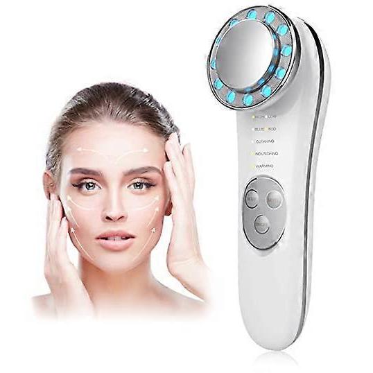 Face massager, skin care tool, high-frequency face care machine, skin care electroplating face care machine (White silver)