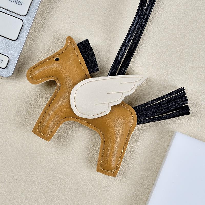 Брелок-подвеска в виде пони Пегаса с кисточкой - милый кожаный мультяшный контрастный цветной шарм