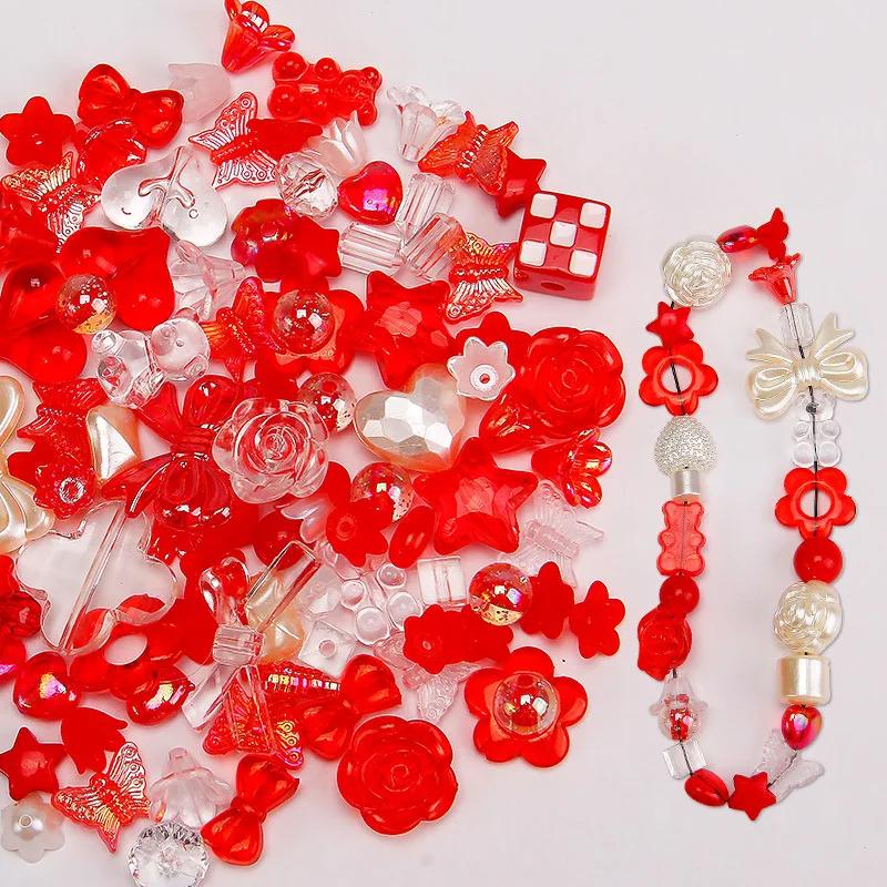 Смешайте акриловые бусины в форме сердца, бусины в форме цветка для поделок своими руками, изготовление швейных принадлежностей из бисера