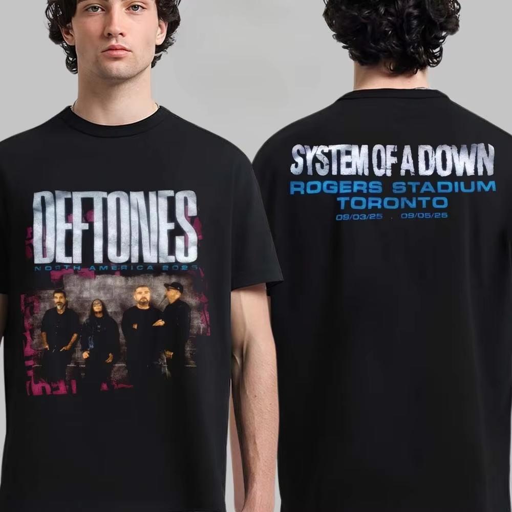 Deftones Band 2026 Mens Cotton Y2k Graphic Hiphop Dark Style Shirt Suitable for Both Men and Women Summer Printed Tshirts