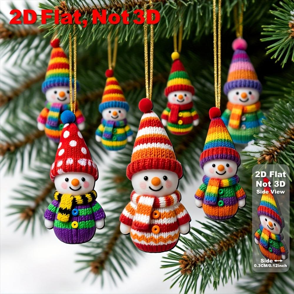 16 шт. 2D Плоские Деревянные Украшения Снеговик 10,01 см Искусственные Деревянные Круги Радужный Стиль Верхушки для Новогодней Елки Подвесной Декор