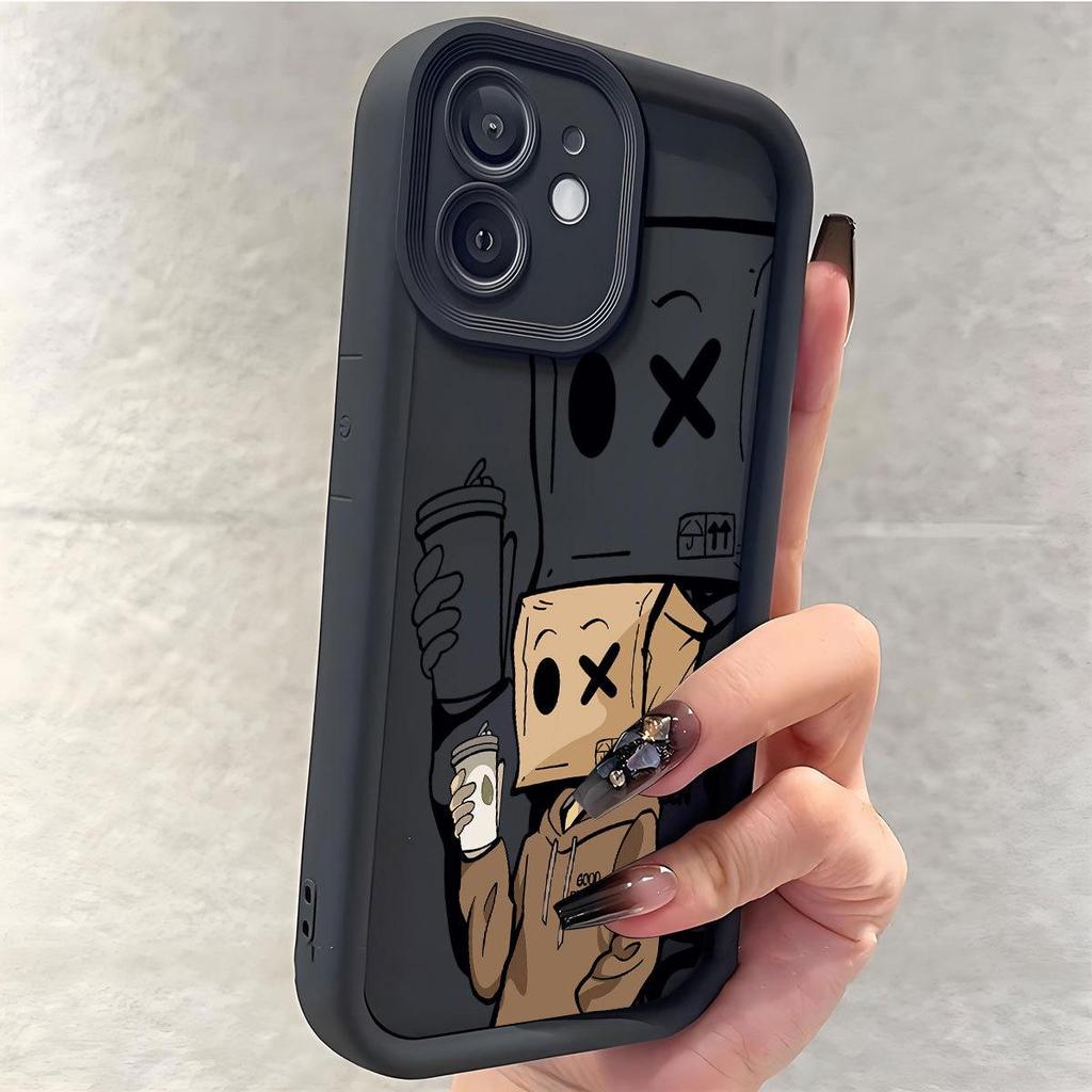 Защитный чехол для iPhone 14/15/16/17 Pro Max 'Молочный чай Черная борозда'