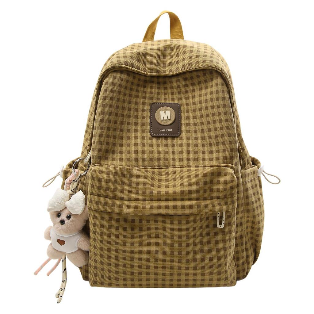 Japanese Retro Plaid Backpack for Women - Lightweight Autumn/Winter Bag for Middle and High School Girls