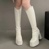 Массивные женские высокие сапоги на очень высоком каблуке, кожаные сексуальные туфли до колена, тренд зимы 2024 года, новые зимние сапоги, туфли-лодочки, женские туфли челси