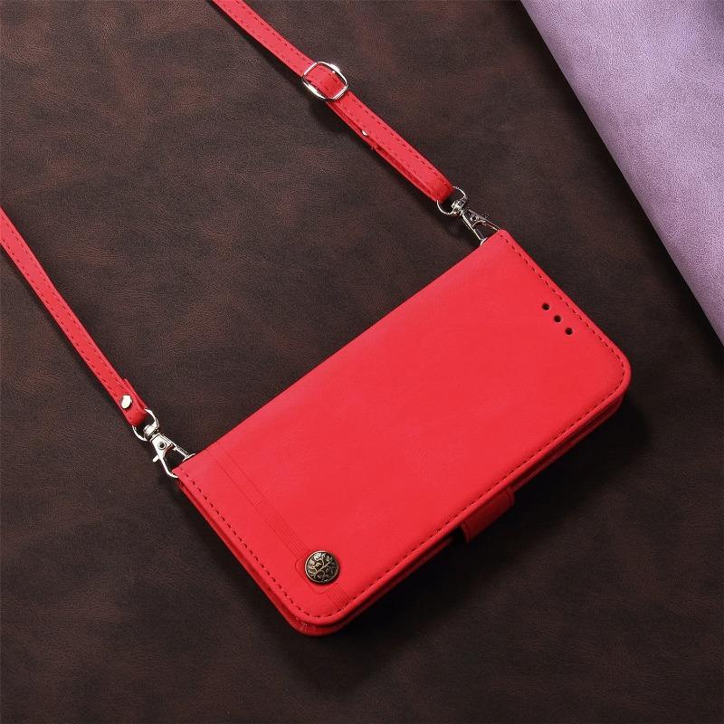 Длинный кожаный чехол-раскладушка с ремешком для телефона Xiaomi Redmi Note 13 12 Pro 12S 11A 13C 12C A3 Poco X6 Pro X5 F5 M3 M6 Pro C61 C65 C55, магнитный чехол-бумажник