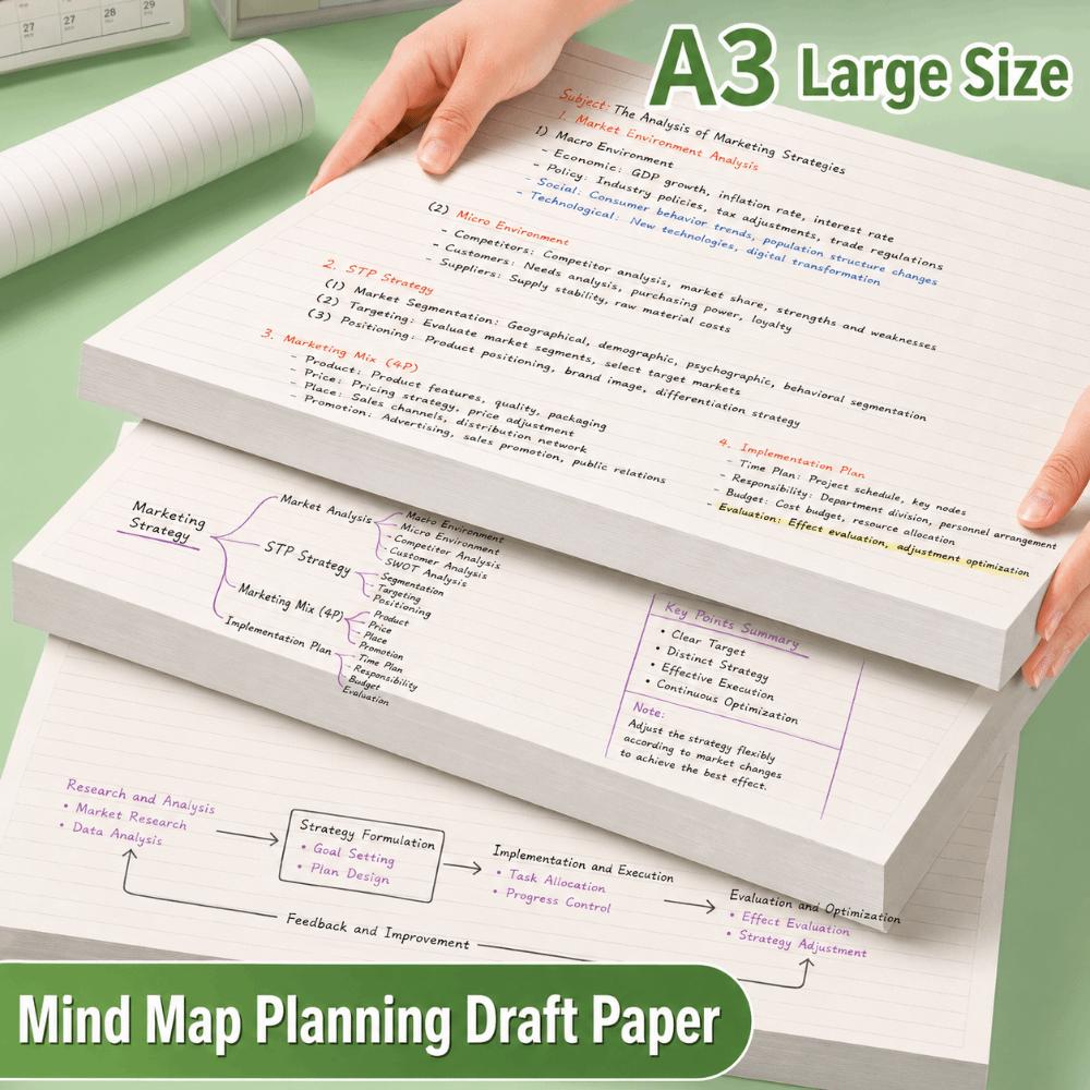 Wide Horizontal Lined Draft Notebook Thick Cream Paper Practice Paper  Students